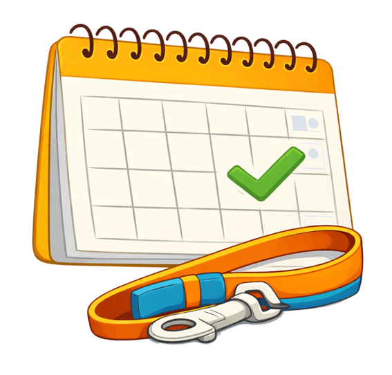 Canilendar illustration with a calendar and dog leash