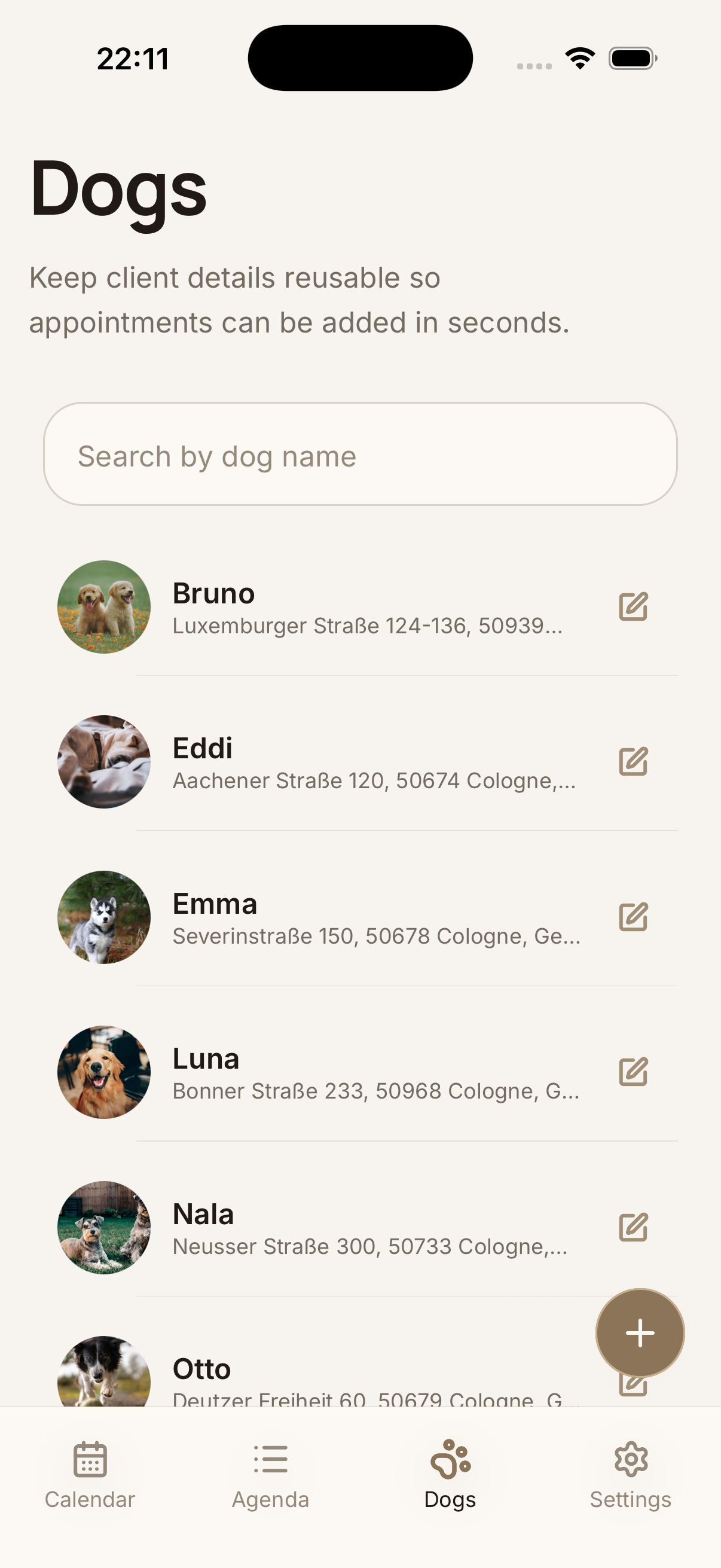 Canilendar saved dog profiles